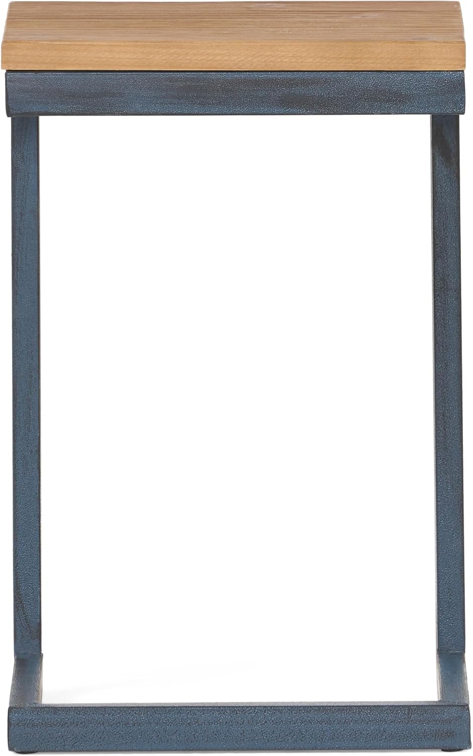 Christopher Knight Home Abithb C-Shaped Accent Table, Industrial Antique Iron Base Side End Table with Natural Fir Wood Top, Wooden Sofa Side Furniture for Living Room, Bedroom, Office, 19" H