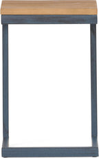 C-Shaped Side Table with Natural Wood Top and Metal Frame, Rectangular, for Living Room, 10.25 x 12.75 x 19 Inches