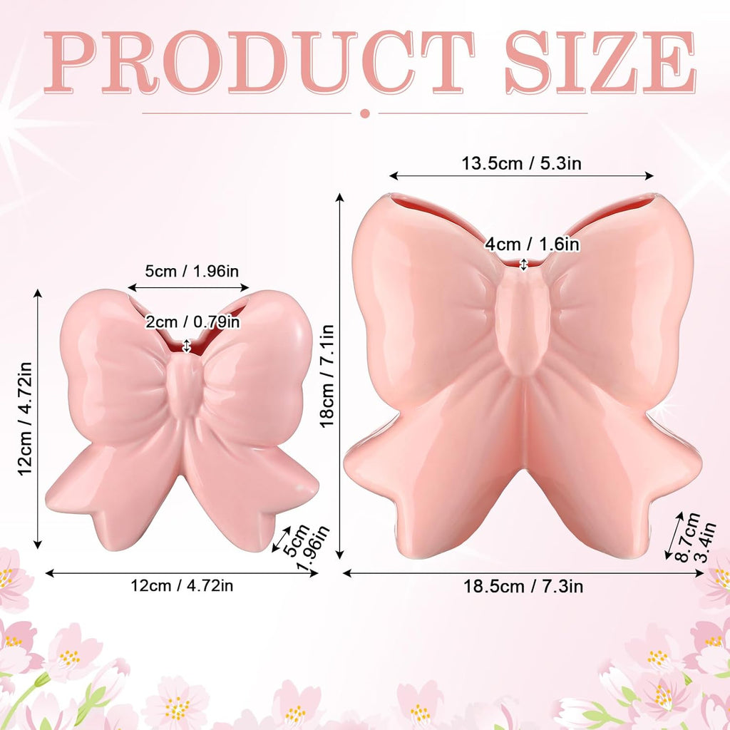 Jingmore Vase Coquette Ceramic Pink Toothbrush Holder Vase Pen Makeup Brush Holder Contemporary Design Decorative Women Gift for Christmas Home Office Shelf Table Room(Small,Classic,Pink)