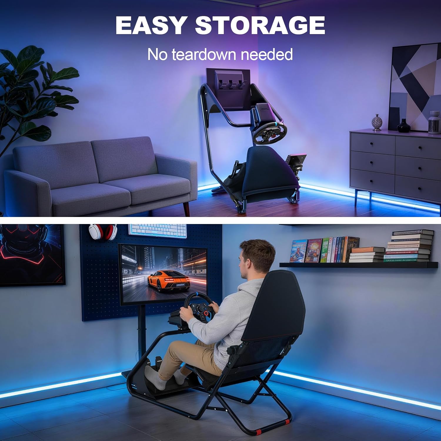 DIWANGUS Racing Simulator Cockpit - Multi Angle Adjustable Pedal & Wheel Panel Breathable Mesh Foam Seat for Sim Racing Cockpit Compatible with Logitech, Thrustmaster, Fanatec, Moza- Ergonomic GT