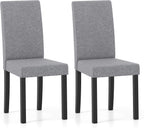 Giantex Upholstered Dining Chair Set of 2, Mid Century Modern Fabric Kitchen Chairs with Rubber Wood Legs, Thick Padded Seat, High Back, Side Armless Chairs for Living Dining Room (Gray)