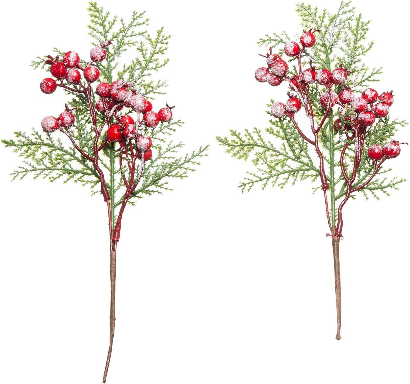 Crafare 20 Pack Artificial Christmas Tree Picks Assorted Red Berry Pine Picks Spray with Pinecones Apples Holly Leaves Winter Holiday Season Déco