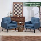 Vogue Furniture Direct Mid Century Accent Chair, Fabric Modern Chair with Wooden Frame, Cozy Armchair Reading Chair with Comfy Back for Apartment, Living Room, Bedroom, Small Space, Corner, Blue
