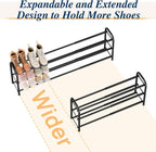 ENJOYBASICS 3 Tier Expandable Shoe Rack for Closet, Free Standing Metal Shoe Shelf Storage Organizer Holder 18 Pairs, Adjustable Width Shoe Rack for Entryway Small Space, Black