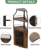 Corner Wine Cabinet Removable Design with Glass Shelves Mesh Doors Compact Sideboard and Buffet Cabinet Ideal for Home Bar and Living Room Storage