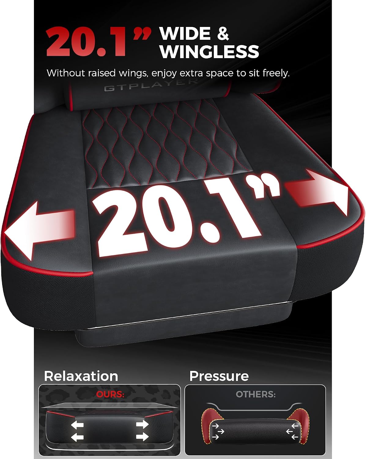GTPLAYER Gaming Chair, 𝐁𝐢𝐠 𝐚𝐧𝐝 𝐓𝐚𝐥𝐥 Gaming Chair for Adults, 𝐖𝐢𝐝𝐞 𝐒𝐞𝐚𝐭 Computer Game Chairs with 𝐓𝐡𝐢𝐜𝐤 𝐏𝐨𝐜𝐤𝐞𝐭 𝐒𝐩𝐫𝐢𝐧𝐠 𝐂𝐮𝐬𝐡𝐢𝐨𝐧 & Footrest,Black & Red