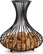 Tebery Metal Black Wine Cork Display Holder, Wine Stopper Collector, Decorative Free Standing Cork Storage Rack Catcher Container Cage, Holds 150 Wine Corks