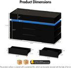 Luxury Glossy Closet Island with 16 Drawers, Modern Glass Top Wardrobe Armoire Island, LED Walk-in Closet Island for for Dressing Room Cloakroom (Black)