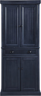Crosley Furniture Seaside Coastal Pantry Storage Cabinet with Shelves, Kitchen, Dining, or Laundry Room, Distressed Navy