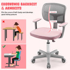 HONEY JOY Kids Desk Chair, Height Adjustable Children Study Chair, Swivel Mesh Task Student Chair, Universal Casters, Child Computer Desk Chair for Boys Girls Age 3-10 (Pink)