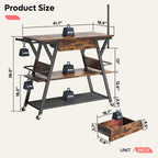 Bestier Coffee Bar Station, Kitchen Island Cart with Storage, Coffee Cart Station with Drawer,Paper Towel Holder and Lockable Wheels, Bar able for Dinning Room Living Room, Rustic Brown