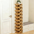 2-10 Tiers No-Assembly Bamboo Rack, No-Tool Assembly, Foldable Storage Shelf, Vertical Shoe Organizer for Small Spaces, The 9-Tier No-Assembly Bamboo Rack (Natural,10 Tier)