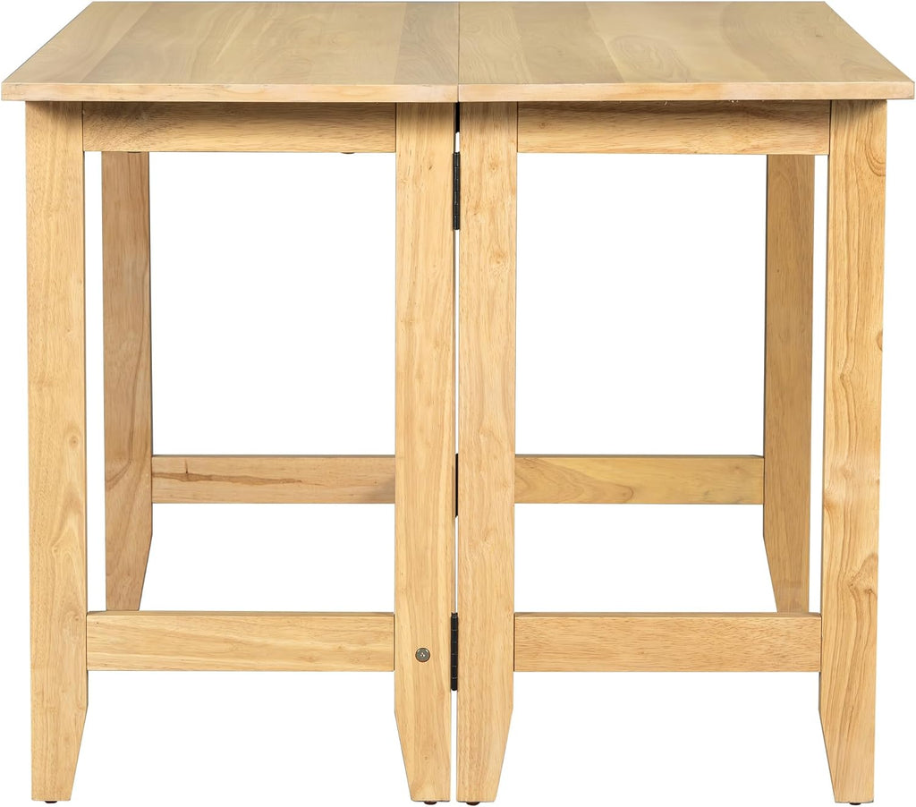 LUMISOL Extendable Dining Room Table for 4, Small Folding Drop Leaf Kitchen Dining Table, 18–36 inch, Space-Saving, Easy Assembly, Natural