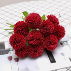 Floweroyal 12pcs Artificial Chrysanthemum Ball Flowers Silk Hydrangea Bridal Wedding Bouquet for Home Garden Party Office Coffee House Decoration