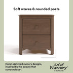 Storkcraft Casablanca 2 Drawer Nightstand, Hazelnut | GREENGUARD Gold Certified, Storage for Kids Bedroom, Premium Wood Nightstand with Iconic Wave Detailing and Rounded Posts