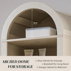 IFGET 71" Tall Arched Shoe Storage Cabinet, 8 Tiers 16 Pairs Wooden Shoe Rack with 3 Adjustable Shelves, Freestanding Shoe Closet Shelf Organizer for Entryway, Hallway, Living Room (Cream)