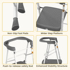 HBTower Kids 2 Steps Step Stool, Toddler Tower with Anti-Drop Safty Railing, Toddler Kitchen Stool Helper for Kitchen Counter Learning Kids Standing Folding Stepper
