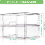 Wide Large Stackable Storage Drawers(2 Pack),Multi-purpose Clear Plastic Organizer Bins with Handles, Easy to Assemble for Bathroom Home Closet Under Sink Kitchen Pantry Medicine Cabinet