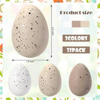 Weysat 32 Pcs Easter Speckled Eggs Neutral Plastic Fake Chicken Eggs 2.36'' Textured Easter Decor Pastel Bowl Vase Fillers Farmhouse Spring Decorations for Vintage Home Table DIY Craft (Brown)