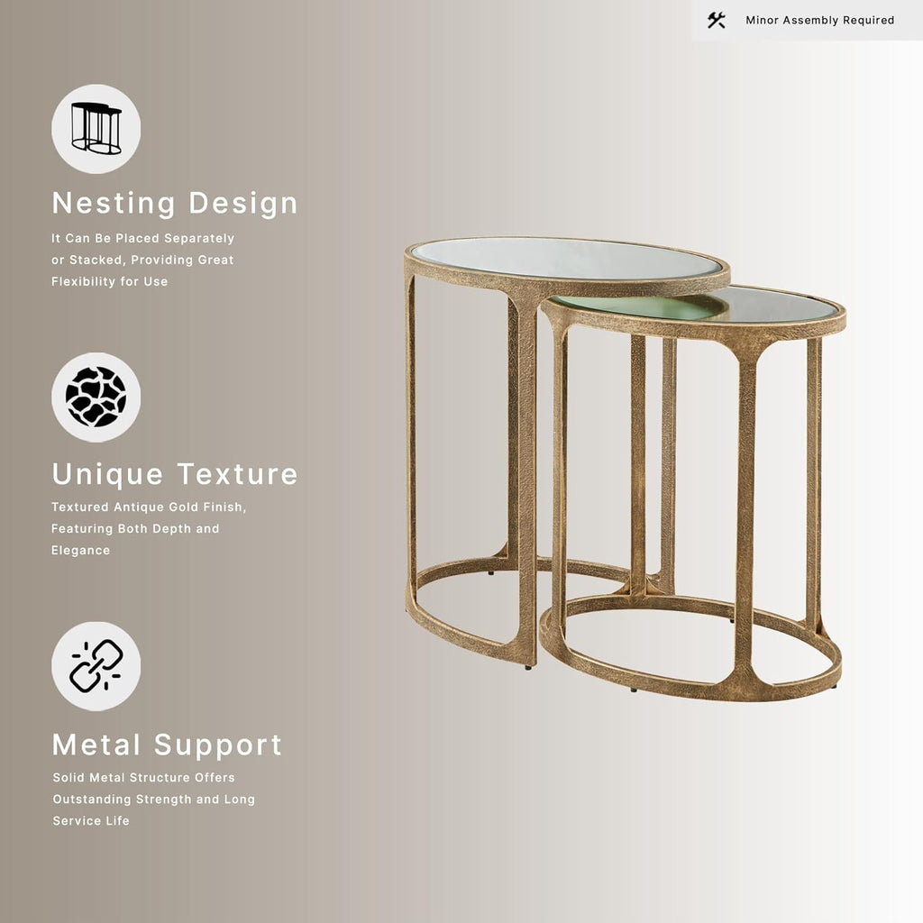 Signature Design by Ashley Irmaleigh Classic Nesting Accent Table Set with Mirrored Tabletops, Set of 2, Metallic