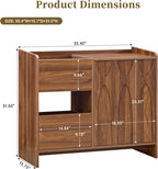 Bifins Record Player Stand with Drawer and Door, Mid Century Modern Turntable Cabinet with Vinyl Storage, Wood Record Player Table for Living Room & Music Room (Walnut)