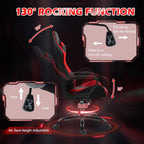 ECOTOUGE Gaming Chair, Ergonomic Computer Gamer Chair with Massage Lumbar Support & Rocking High Back, 360° Swivel Video Game Chair for Gaming or Office, Height Adjustable (Red)