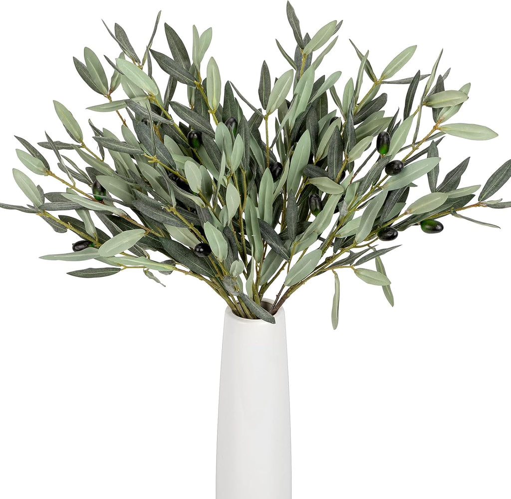6 Pcs 18.9Inch Artificial Olive Tree Branches Faux Olive Stems for Vases with Berries for Wedding Table Centerpiece Porch Indoor Outdoor Vases Party Decor(Green)