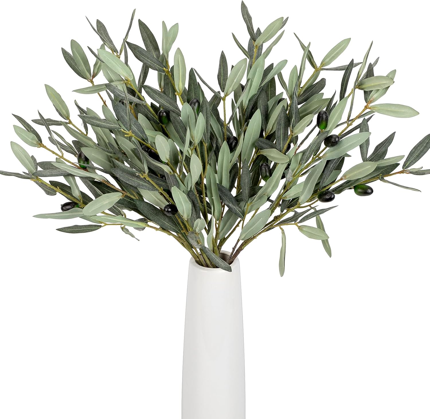 6 Pcs 18.9Inch Artificial Olive Tree Branches Faux Olive Stems for Vases with Berries for Wedding Table Centerpiece Porch Indoor Outdoor Vases Party Decor(Green)