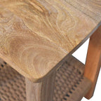 Rope End Table Solid Wood Brown Modern Storage Solution Versatile Room Use Simple and Modern