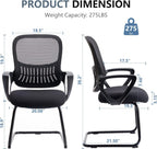 DUMOS Office Desk Chair with Sled Base, Ergonomic Executive Mesh Computer Chairs with Lumbar Support for Home Conference Room Bedroom Waiting Reception Guest Student