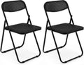 VECELO Plastic Folding Chairs 2 Pack, Metal Frame for Indoor/Outdoor, Black | Breathable Mesh Backrest & Seat, Foldable Portable Chair, No Assembly Required, for Party, Camping, Events
