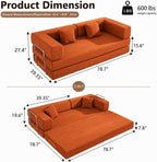 GEARIVY Folding Sofa Bed Convertable Corduroy Couch King Size Floor Sleeper 4-in-1 DIY Combination Modular Sofa Fold Out Futon Lounge Comfy Foldable Lazy cama for Living Room