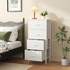 Sweetcrispy Dresser for Bedroom, 4 Drawer Storage Cabinet, Tall Nightstand | Small Fabric White Dresser for Closet, Chest of Drawers, Closet Organizer, Home Furniture, Sturdy Frame