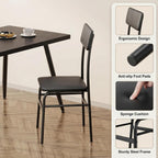 Gizoon Dining Table Set for 4, Modern Kitchen Table with Chairs, Black | Wood Top & Upholstered Chairs, 5-Piece Set for Apartment and Small Spaces, Comedor de 4 Sillas y Mesa