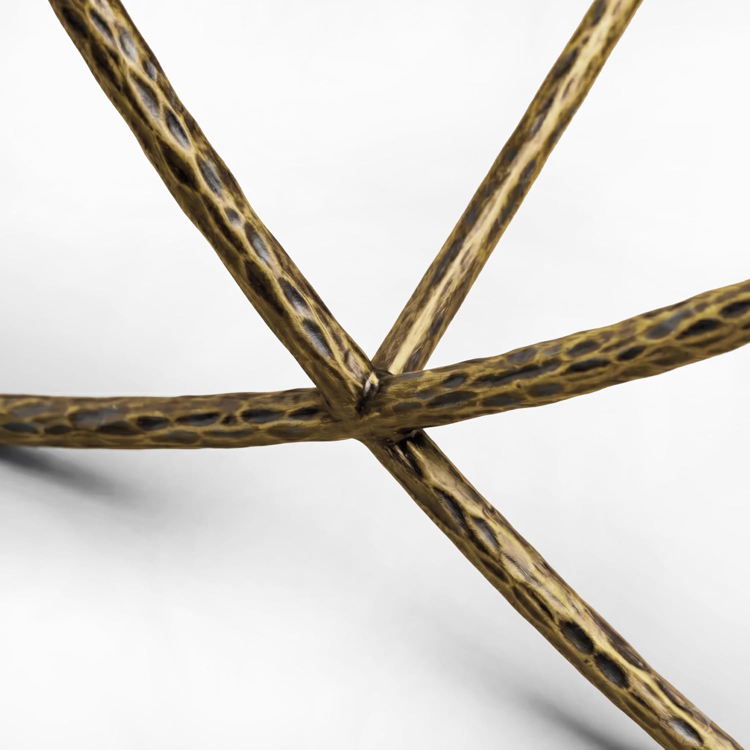 24/7 Shop at Home Lalia Modern 22-inch Metal Side Table with Tempered Glass Tabletop, Hammered Forged Steel Frame for Bedroom, Living Room, Home Office, Matte Gold