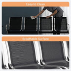 Kinfant Waiting Room Chairs - Whole 4-Seat Connect Reception Chairs Waiting Room Chairs with Arms & Stainless Steel Frame, Waiting Room Bench Lobby Chair for Office Airport Bank Hospital