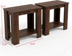 HOME DESIGN Telluride End Table Set of 2, Modern Wood Accent Tables with Lower Shelf, Living Room/Bedroom Side Tables — Available in Walnut or Black Finish