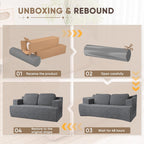 Homall 67” Boneless Sofa Couch with 2 Pillows Extra Deep Seats, Corduroy Fabric 3 Seater with Cup Holder & Storage Pocket Upholstered Floor Easy Installation (Grey, Loveseat)
