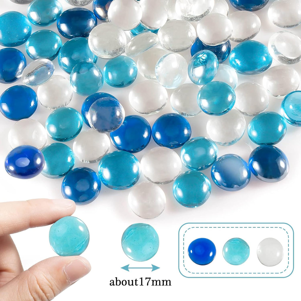 Sukh Decorative Flat Glass Marbles - Flat Glass Stones for Vases Table Scatter Gems Firepit Blended Fire Vase Filler Fish Tank Rocks Floral Stones Decorative for Decorative,Art Craft Materials