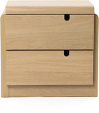 LuxenHome 21" H Modern Nightstand with 2 Drawers, Mid Century Modern Oak Night Stand with Curved Edge, Bedside Table with Storage, Wooden Accent End Table, Small Night Stand for Bedroom, Living Room