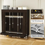 Portable Wardrobe 3 Rods 3 Drawers 3 Compartments Non-Woven Fabric Metal Frame Small Room (Brown, 57.5 in)