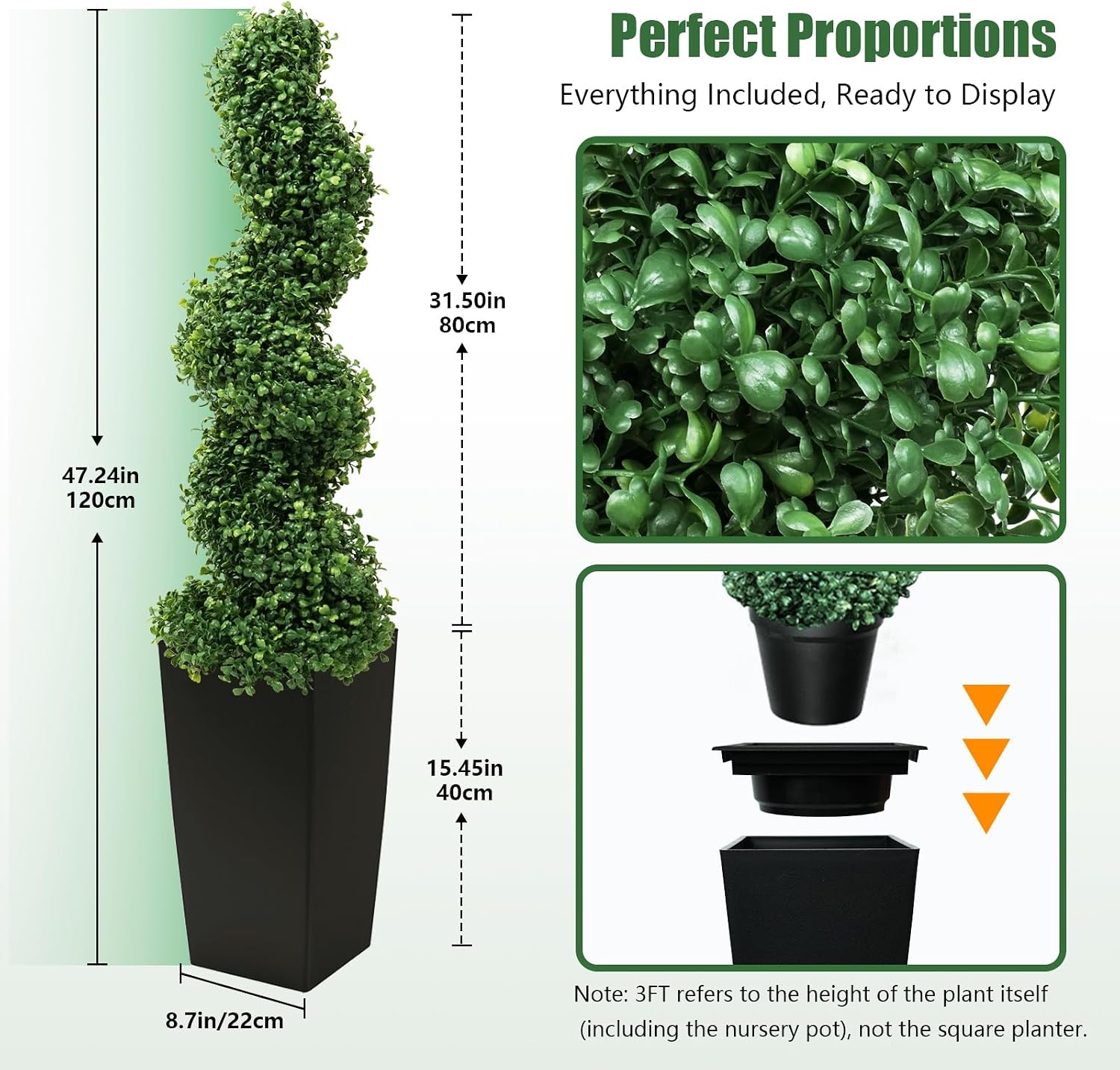 Artificial Spiral Topiary Trees 4FT, Set of 2