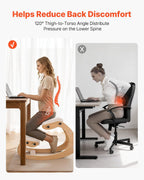 VEVOR Ergonomic Kneeling Chair, Wooden Posture Knee Chair with Adjustable Thick Foam Cushions & Solid Wood Frame, Adjustable Height, Relief for Neck or Back Pain for Home, Office or Meditation, Beige
