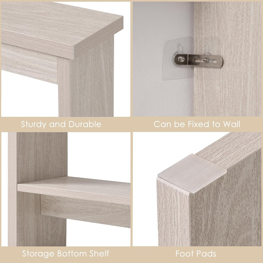 Console Table with Power Outlet and USB Port, 47" Long Behind Couch Table with Charging Station, Narrow Sofa Table for Entryway, Living Room, Foyer, Hallway, White Oak Grey