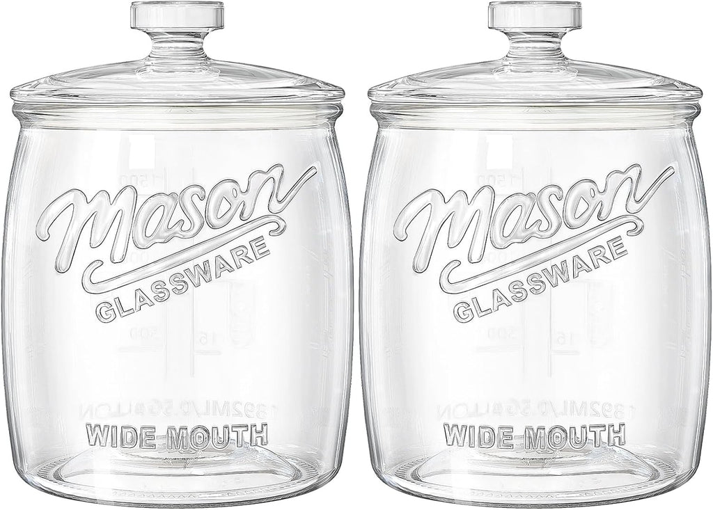 2 Pack Cookie Jar, Half Gallon Glass Jar with Airtight Lids for Cookies, Candy, Flour, Dog Treats, Coffee, Laundry Room Storage & Pantry, Wide Mouth Mason Jar for Sourdough Starter