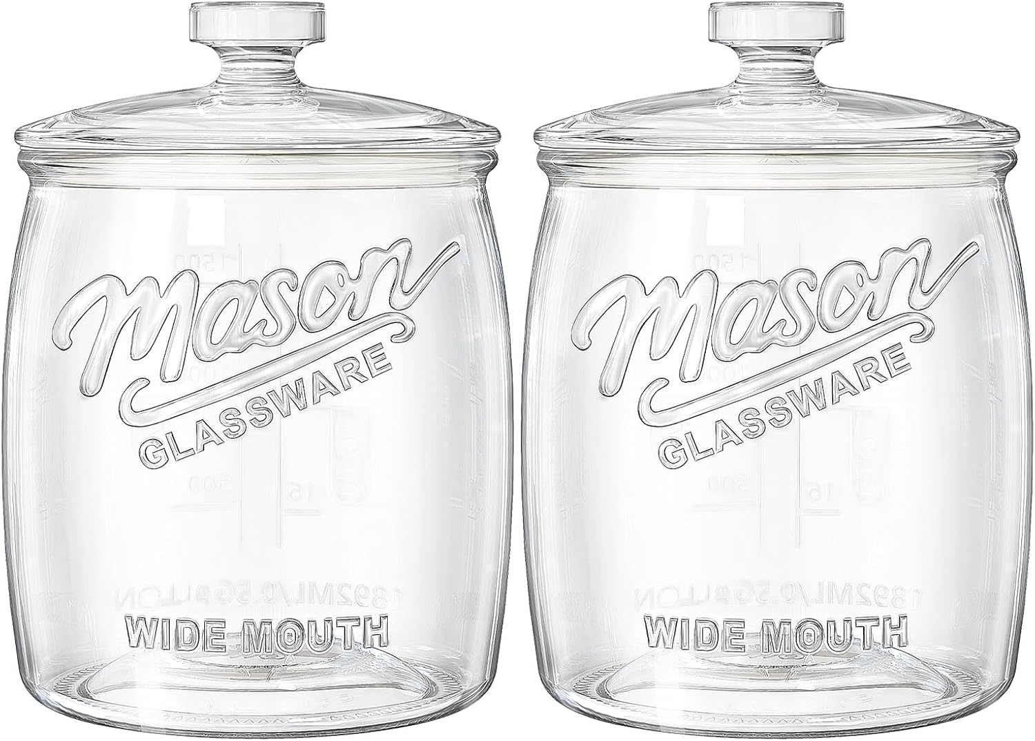 2 Pack Cookie Jar, Half Gallon Glass Jar with Airtight Lids for Cookies, Candy, Flour, Dog Treats, Coffee, Laundry Room Storage & Pantry, Wide Mouth Mason Jar for Sourdough Starter