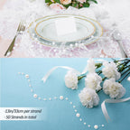50Pcs Pearl Strings for Floating Candles, Floating-Effect Faux Pearls for Vase Filler, Centerpiece Table Decorations for Wedding, Party, Event (White)