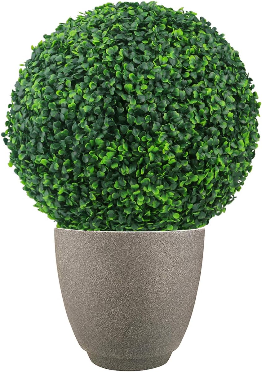 Sunnyglade 2 PCS 15.7 inch 4 Layers Artificial Plant Topiary Ball Faux Boxwood Decorative Balls for Backyard, Balcony,Garden, Wedding and Home Décor (15.7 inch)