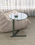 Round End Table,Embedded Coffee Table with V-Type Base,Sofa Side Table for Living Room Balcony Apartment Office Bedroom(Dark Green,48x56cm)