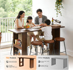 Solid Wood Bar Table with Storage Shelf, 1" Thick Counter Height Pub Table, T-Shaped Stable Legs, Narrow Long Bar Table for Kitchen, Dining, Living Room etc.